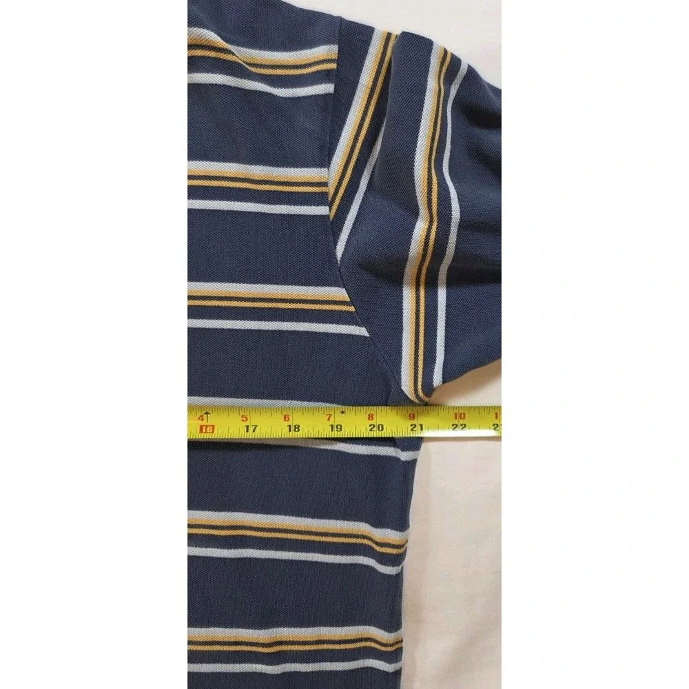 Polo Ralph‎ Lauren Polo Shirt Mens Large Navy Blue Striped Cotton Short Sleeve
